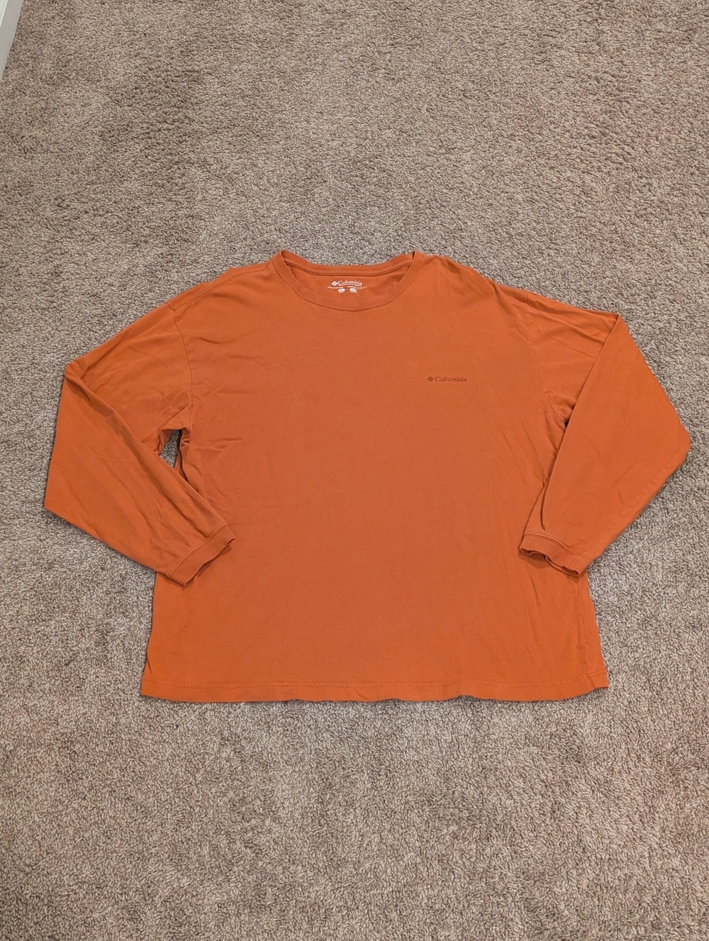 Columbia Sportswear Men's Orange Crewneck Long Sleeve Tee Shirt Size XL